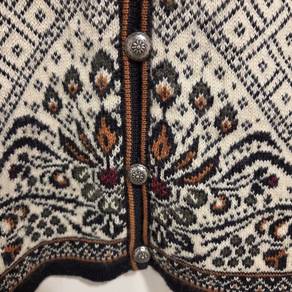 DALE OF NORWAY Fair Isle Knit Wool Cardigan Sweater Medium Nordic Vintage Multi - Picture 4 of 13